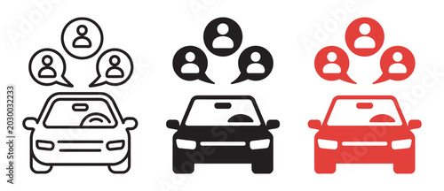 Canvastavla Car sharing and ride hailing service icons set, transportation mobility and urba