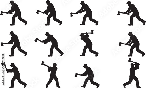 Photos Businessman running with megaphone silhouette.