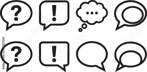 Bild auf Leinwand Collection of eight different speech bubbles and thought icons isolated design