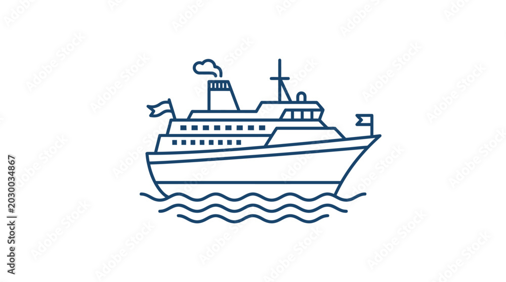 Fototapeta premium Large Cruise Ship Sailing on Water.
