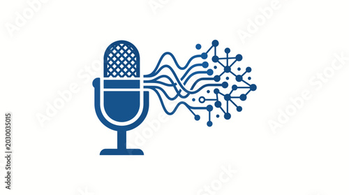 Cuadro en lienzo Microphone with sound waves emitting.