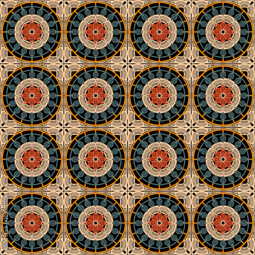 Pattern with crochet granny square wallpaper handmade decorative art design print	