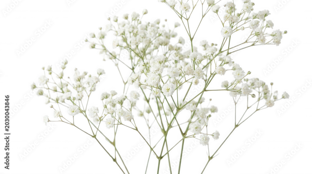 Obraz premium Delicate white baby's breath flowers in soft natural light with delicate detail isolated on transparent background