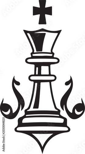 Chess king horse silhouette on white background