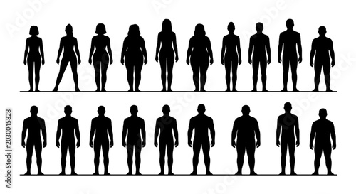 Tableau sur toile Diverse Human Silhouettes Collection, Male and Female Figures, Body Shape Variet