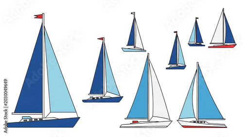 Obraz na płótnie Sailing boats are illustrated on calm waters in a serene natural setting