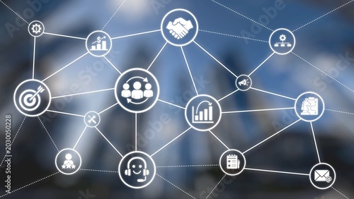 Cuadro en lienzo CRM platforms improve customer relationships through data analysis, CRM communication tools, and automation