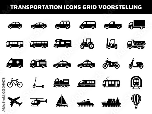 Transportation icons grid