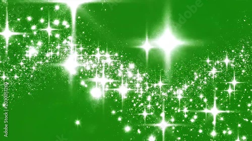 Sparkling Tiny White Glitter Stars and Shiny Magic Dust on Green Screen Video