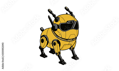 Photos Futuristic Quadruped Robot Vector Icon on Transparent Background, modern mechani