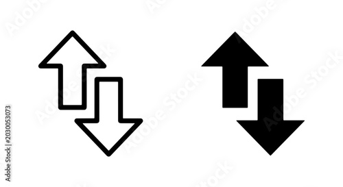 Schilderij op canvas Directional Arrows Icon Set, Up Down Arrows, Exchange Symbol, Data Flow, Vector