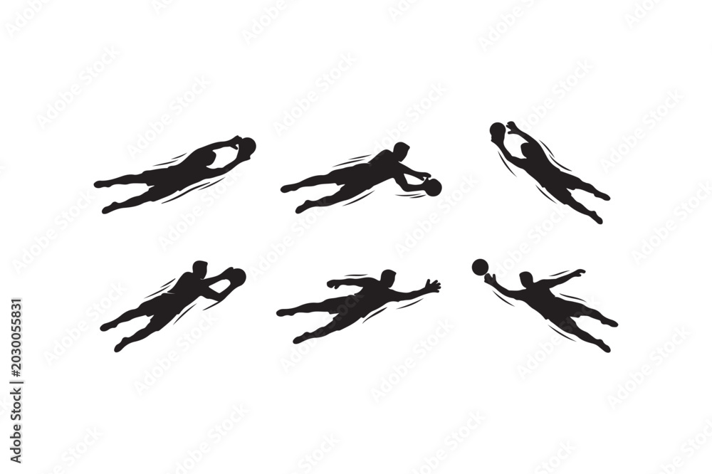 Fototapeta premium Goalkeeper Silhouette Vector Pack for Football Projects