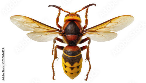 Cuadro en lienzo Large European hornet with segmented body and transparent wings, isolated on tra
