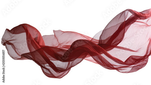Φωτογραφία Flowing deep red sheer fabric waving gracefully, isolated on transparent backgro