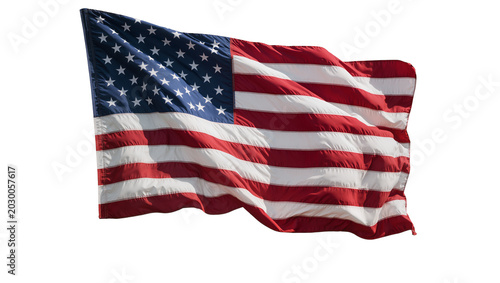 Canvastavla Waving American flag with stars and stripes, isolated on transparent background