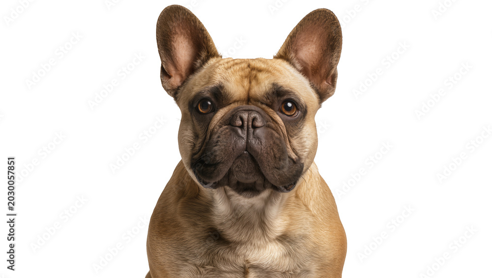 Obraz premium Fawn French Bulldog with large ears, isolated on transparent background