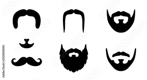Photos Black Silhouette Facial Hair Styles Vector Set: Beards, Mustaches, and Goatees f