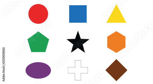 Colorful Geometric Shapes Collection - Isolated on White Background
