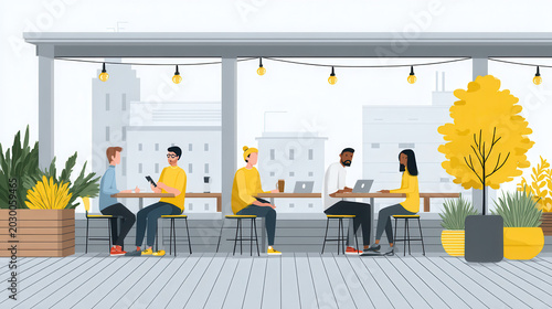 Open Air Co-Working Terrace for Remote Work