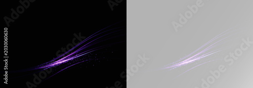 Tablou pe pânză Elegant glowing light wave with purple magic sparkles swirling gracefully in emp