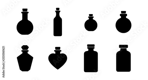 Cuadro en lienzo Vector Potion Bottles Collection: Alchemy, Elixir, Perfume, Vintage Glass Contai