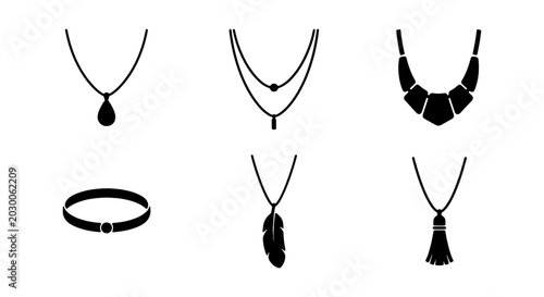 Photos Elegant Necklace and Bracelet Icons, Minimalist Jewelry Vector Set, Chic Accesso