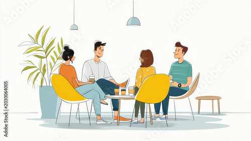 Casual Group Discussion in Relaxed Co-Working Space