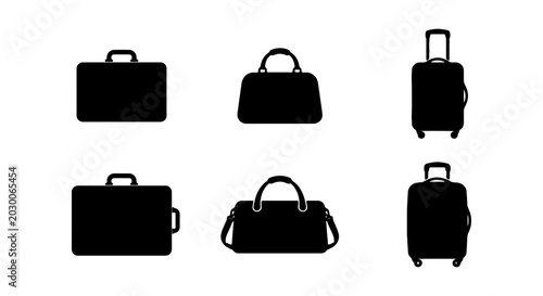 Photos Travel Luggage Icons: Suitcases, Duffel Bags, Briefcases, Vector Set