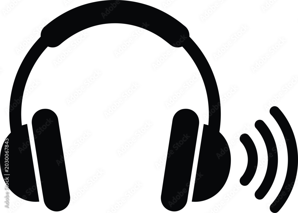 Fototapeta premium Headphones icon with wireless signal