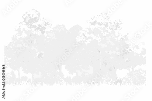 Canvastavla pointillist forest cluster detailed abstract art on white background