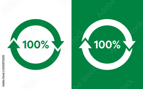 Фотография 100% trash icon and recycle green symbol vector icon SVG