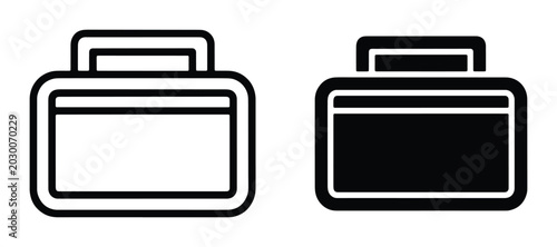 Canvas Print Briefcase Icon Set, Business Luggage, Travel Bag Symbols, Professional Carry-on,