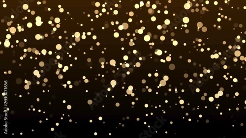 Falling gold glitter bokeh lights particles motion background. Abstract golden blurry bokeh festive confetti, Glowing dust particle animation. Shimmering glittering particles overlay. 4k loop footage