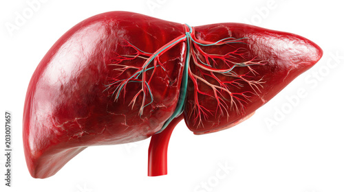Realistic human liver anatomy organ healthcare medicine biology medical science transplantation digestive system 3D illustration isolated on White background