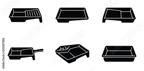 Paint Tray Collection, Six Black Plastic Roller Trays for DIY Home Improvement, Art Supplies, and Craft Projects