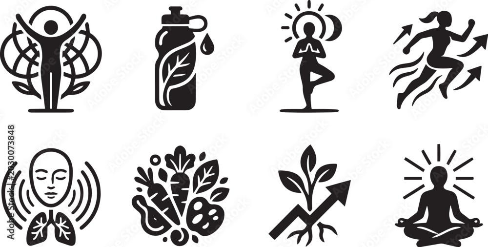 Fototapeta premium Healthy Lifestyle and Wellness Icon Set