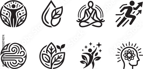 Schilderij op canvas Wellness and Healthy Lifestyle Icon Set