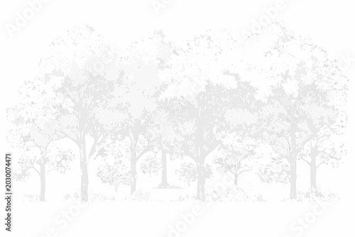 Canvastavla pointillist forest scene with trees on white background
