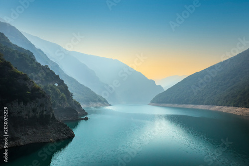 Canvastavla Piva Lake on Mount Durmitor in Montenegro