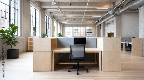 Modern Office Interior with Adjustable Partitions