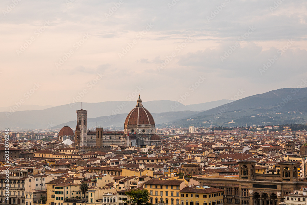 Fototapeta premium Panoramic view of Florence with Florence Cathedral in Tuscany, Italy