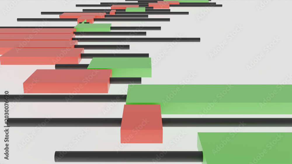 Fototapeta premium 3D Candlestick Chart Top View Abstract Financial Market Render