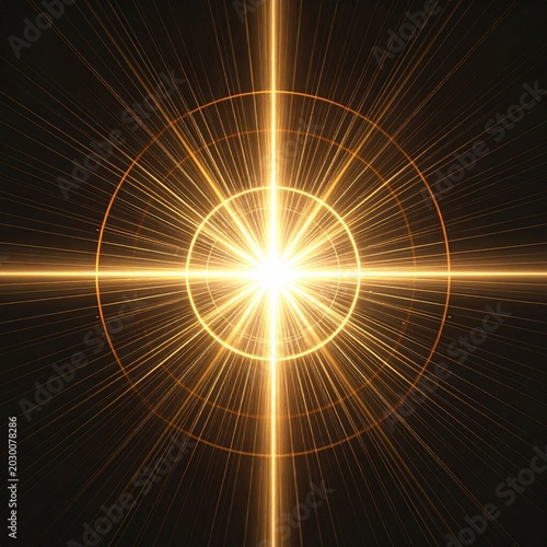 Radiant burst of golden light expands outward with concentric circles