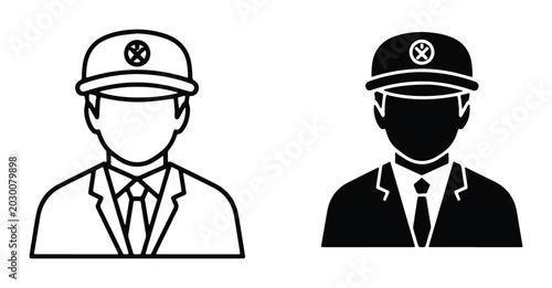 Slika na platnu Uniformed Man Icons, Service Personnel Vector Graphics, Professional Attire Silh