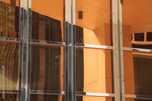 Installation of window film in the office. Protection from ultraviolet radiation.