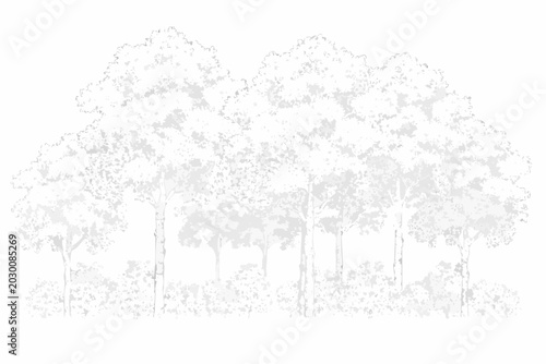 Konstfotografi forest cluster illustration in a pointillist style white background