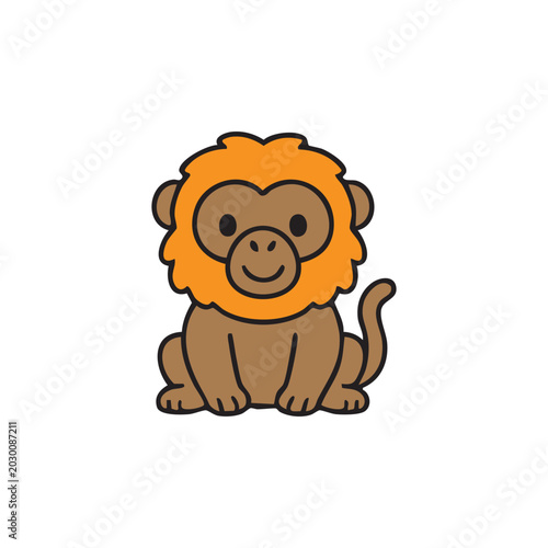 vector illustration of cute fluffy baboon