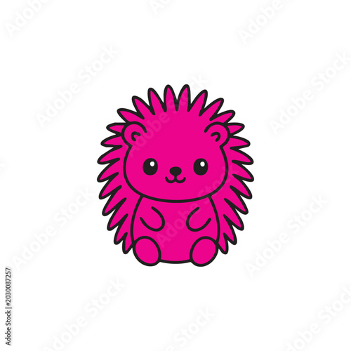 vector illustration of a cute pink porcupine