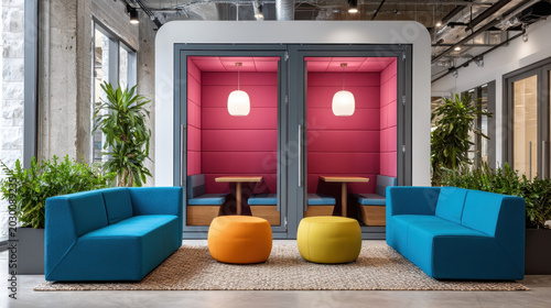 Private Phone Booth Mockup in Co-Working Office
