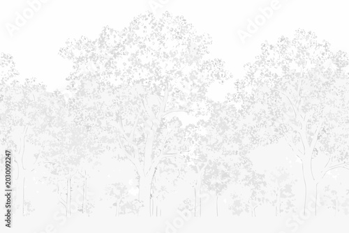 Konstfotografi pointillist forest scene detailed gray and white illustration